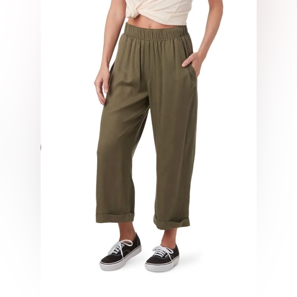 Back Beat Co Fleur Pants Women’s XL Green Tencel Wide Leg Boho Easy Casual
